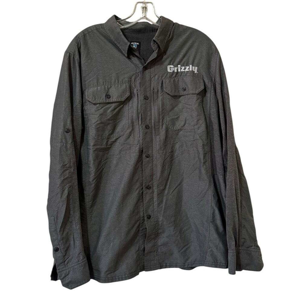 Kuhl Men Size Medium Gray Long Sleeve Button Down Shirt 17S Grizzly‎ Country